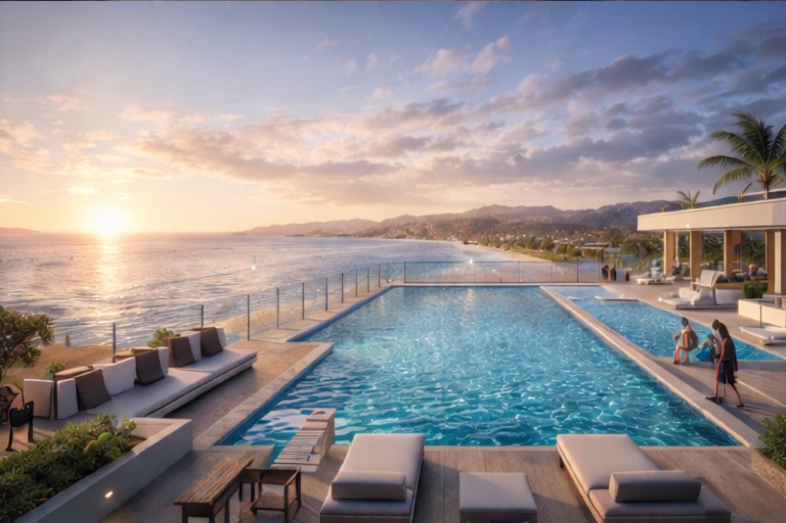 Infinity pool at sunset
